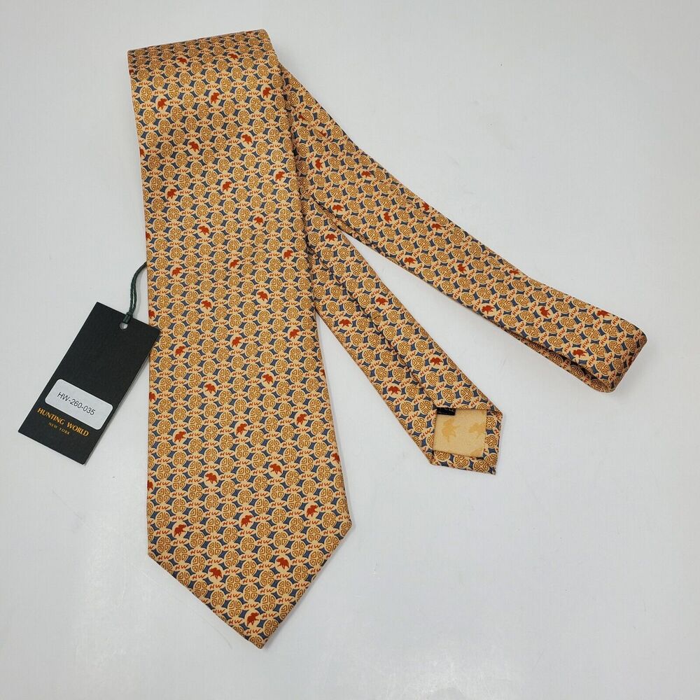 Hunting World 100% Silk Necktie With Elephant Print 3.5" x 56"
